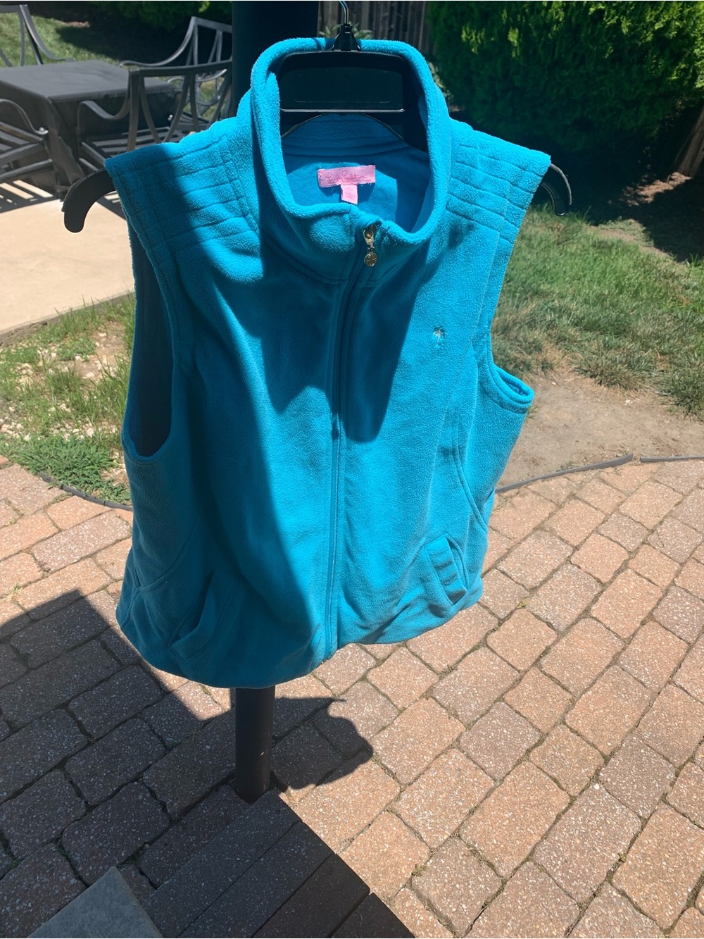 Lilly Pulitzer Aqua Sleeveless Fleece Vest